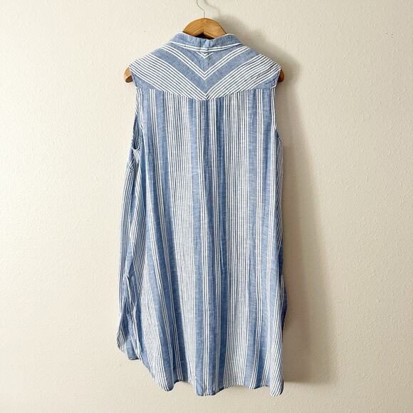 J. Jill Cotton Blue/White Stripe Sleeveless Split Side Tunic Top women's size XL - Picture 8 of 11